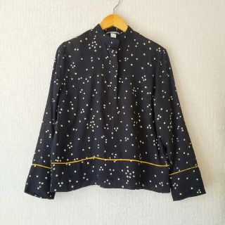 エイチアンドエム(H&M)のH&M　ドット柄ノーカラーシャツ(シャツ/ブラウス(長袖/七分))