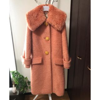 ミュウミュウ(miumiu)の miu miu ミュウミュウ コート ファーコート オレンジ 美品(ロングコート)