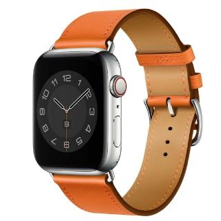 Apple Watch レザーバンド 38/40mm オレンジ(腕時計)