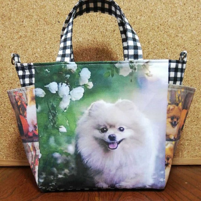 超安い ♡sold ‼️ポメラニアン柄・サイドポケット付き2wayトート