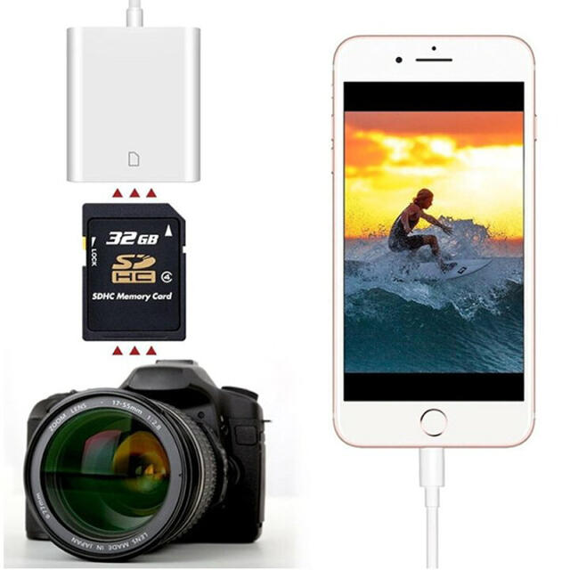iPhone iPad専用 Lightning SDカードカメラリーダー スマホ/家電/カメラのスマホアクセサリー(その他)の商品写真