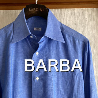 バルバ(BARBA)の【美品】BARBA バルバ　コットンリネン　シャツ　サックスブルー(シャツ)