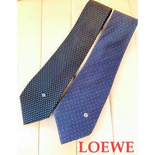 ロエベ(LOEWE)の美品　LOEWE ロエベ　ネクタイ　100％シルク　ハンドメイド　2本セット(ネクタイ)