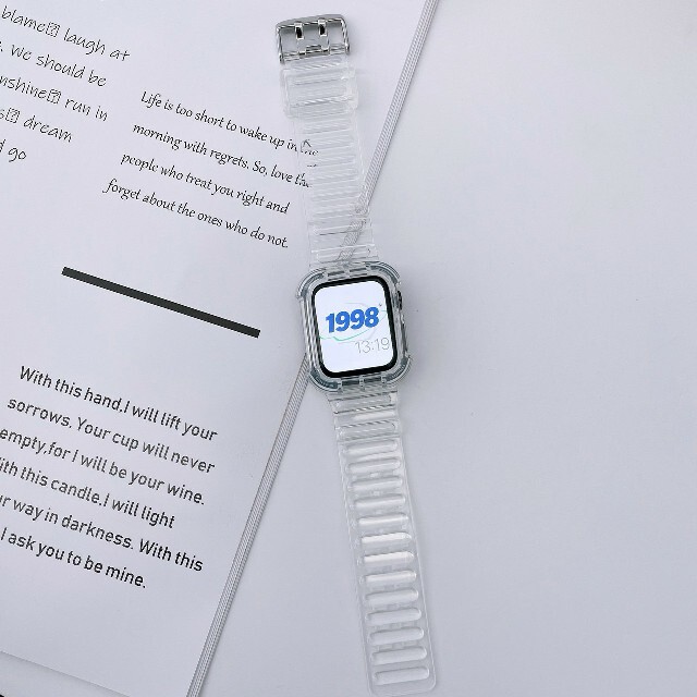 Apple Watch クリアベルト 透明 38/40mm 42/44mm 韓国 メンズの時計(ラバーベルト)の商品写真