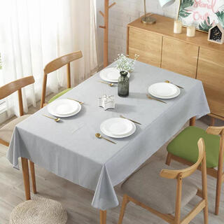 新品 テーブルクロス 130*180撥水加工 耐熱 無地 北欧風 食卓飾りグレー(テーブル用品)