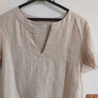 ムジルシリョウヒン(MUJI (無印良品))の無印良品　Ｓ　麻100　半袖チュニックワンピース(ひざ丈ワンピース)