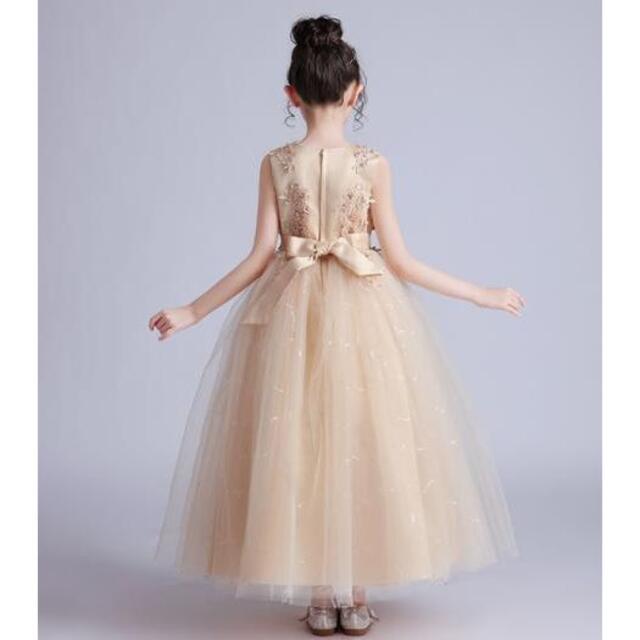 キッズ ドレス ロングドレス シャンパン 子供 ドレス　１６０ キッズ/ベビー/マタニティのキッズ服女の子用(90cm~)(ドレス/フォーマル)の商品写真