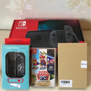 ニンテンドースイッチ(Nintendo Switch)のミナミ様専用★Switch グレー本体とマリオソフト、カバー、フィルムセット(家庭用ゲーム機本体)