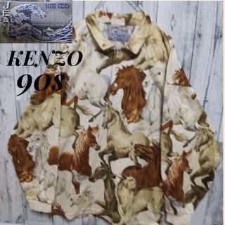 ケンゾー(KENZO)のKENZO　ケンゾー　 90S 北斎タグ総柄　アニマル柄　デザイン ポロシャツ(ポロシャツ)