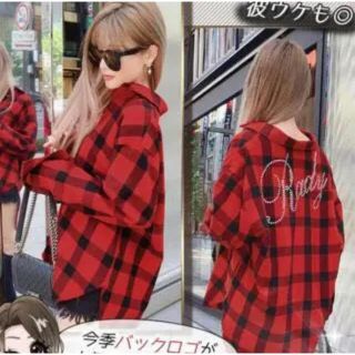 Rady バックロゴチェックシャツ M
