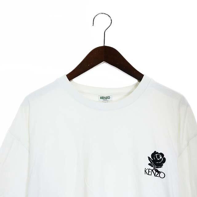 KENZO(ケンゾー)のケンゾー Tシャツ カットソー Uネック コットン バラ 薔薇 半袖 XL 白 メンズのトップス(Tシャツ/カットソー(半袖/袖なし))の商品写真