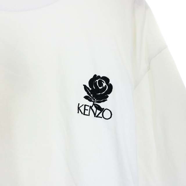 KENZO(ケンゾー)のケンゾー Tシャツ カットソー Uネック コットン バラ 薔薇 半袖 XL 白 メンズのトップス(Tシャツ/カットソー(半袖/袖なし))の商品写真