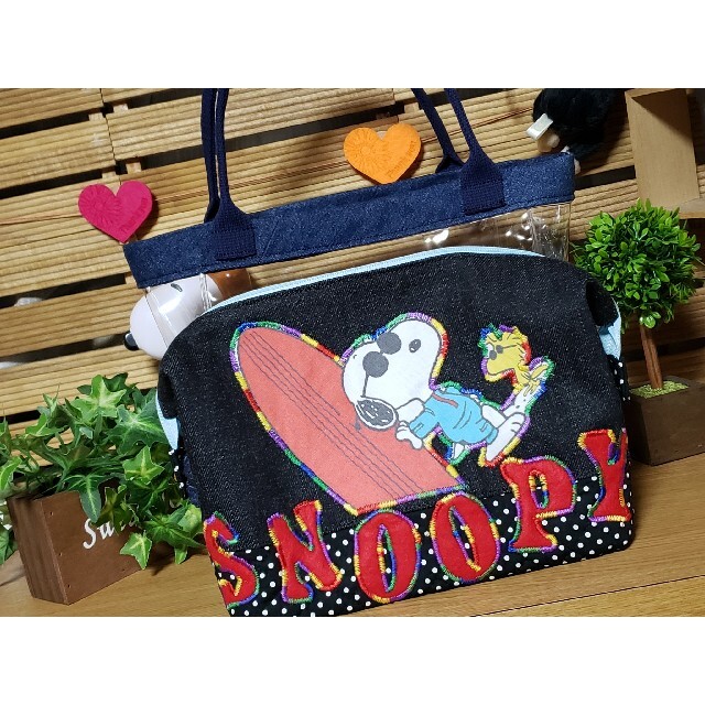 ハンドメイド★デニムde.(*^-^)クリアbag&ファスナーポーチ☆