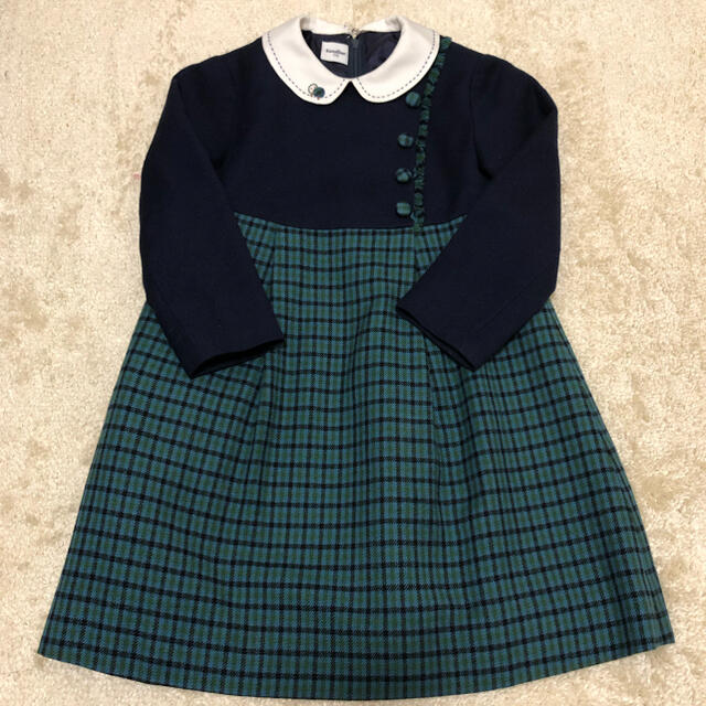 キッズ服女の子用(90cm~)♪超美品♪ ファミリア 定番チェック 襟付き総裏地ワンピース　110