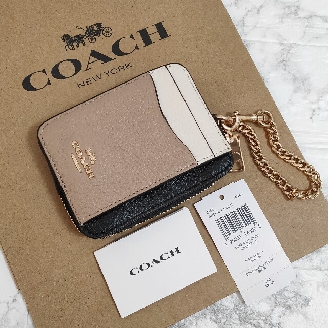 COACH(コーチ)のCOACH コーチ カラーブロック ジップカードケース チョーク マルチ  レディースのファッション小物(名刺入れ/定期入れ)の商品写真