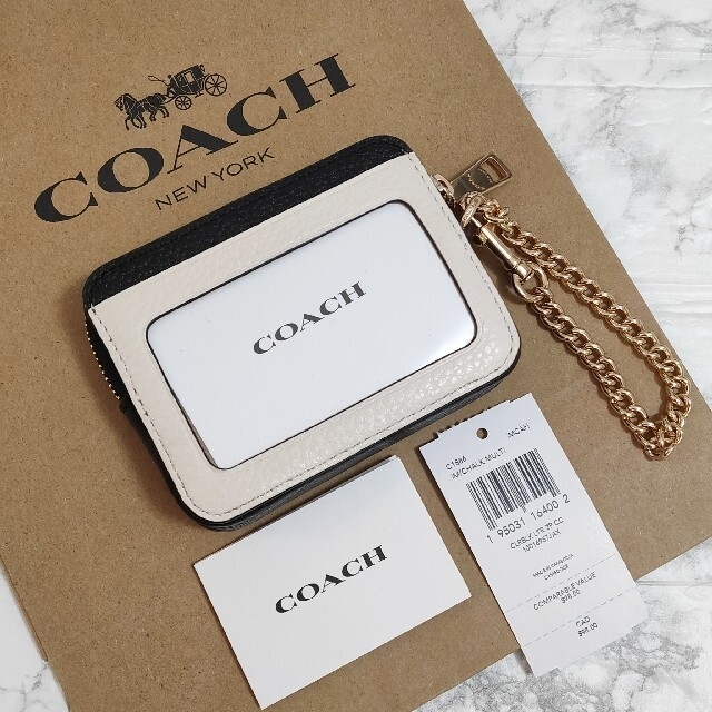 COACH(コーチ)のCOACH コーチ カラーブロック ジップカードケース チョーク マルチ  レディースのファッション小物(名刺入れ/定期入れ)の商品写真