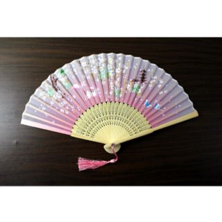 桜花柄 扇 和風 和装 シルク 花柄 レディース おしゃれ 華やか 防暑 扇(日用品/生活雑貨)