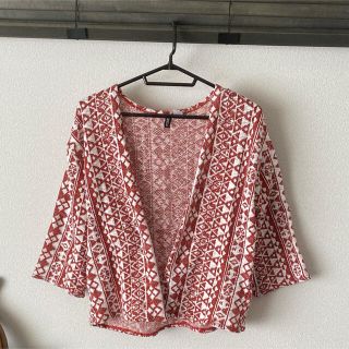 エイチアンドエム(H&M)のH&M テラコッタ　カーディガン　Sサイズ　七分袖(カーディガン)