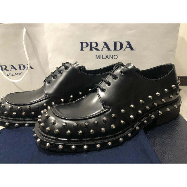 PRADA スタッズ ダービー ウィール シューズ 8 27  モノリス