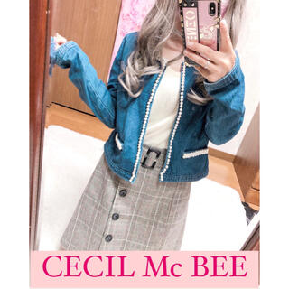 セシルマクビー(CECIL McBEE)の4058.CECIL Mc BEE パールライン 薄手デニム ジャケット(Gジャン/デニムジャケット)