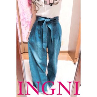 イング(INGNI)の4063.INGNI フリンジ ハイウエスト バギーデニムパンツ(デニム/ジーンズ)