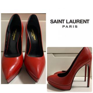 サンローラン(Saint Laurent)の未使用　美品　サンローラン　レッドレザー　パンプス(ハイヒール/パンプス)