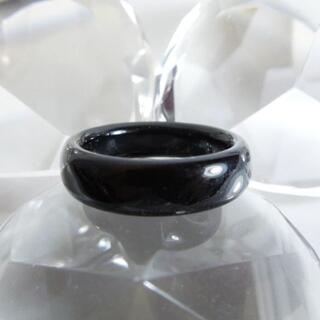 M58 メノウリング 約14.5号 オニキス 瑪瑙指輪 くりぬきリング 天然石(リング(指輪))