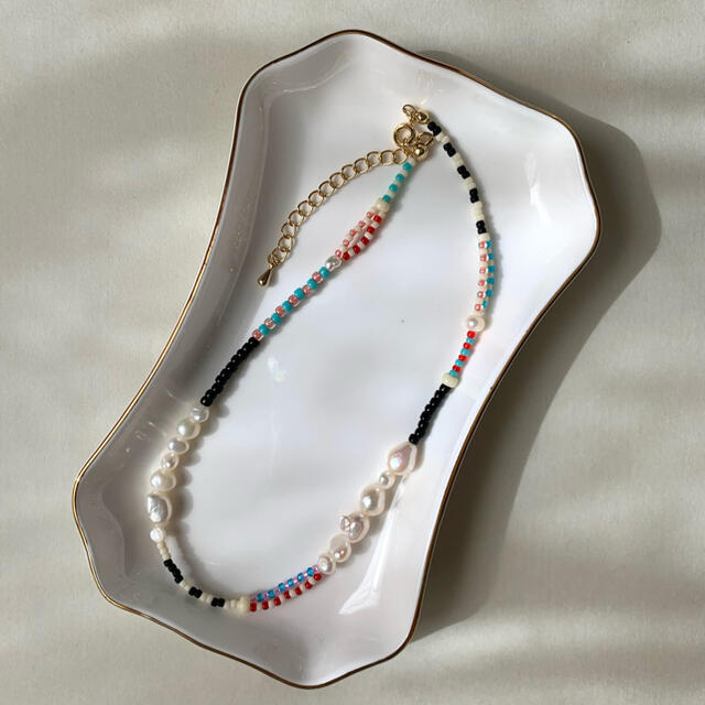 BEAUTY&YOUTH UNITED ARROWS(ビューティアンドユースユナイテッドアローズ)のoriginal beads necklace63 ビーズ 淡水パール ハンドメイドのアクセサリー(ネックレス)の商品写真