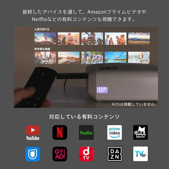 【美品】FunLogy 小型プロジェクター FUNPLAY2 スマホ/家電/カメラのテレビ/映像機器(プロジェクター)の商品写真