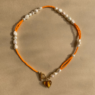 トゥデイフル(TODAYFUL)のoriginal beads necklace66 淡水パール ハート(ネックレス)