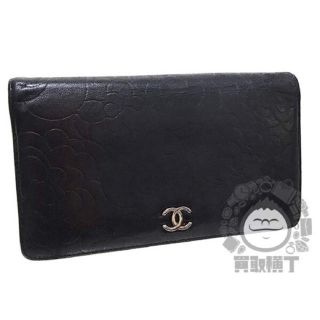 シャネル(CHANEL)のシャネル 二つ折り 長財布 カメリア 黒 革 A36544 花 【MW3011】(財布)