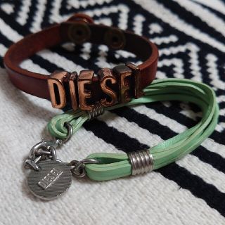 ディーゼル(DIESEL)の【ジャンク品】DIESEL レザーブレスレット 2本セット 革 (ブレスレット/バングル)