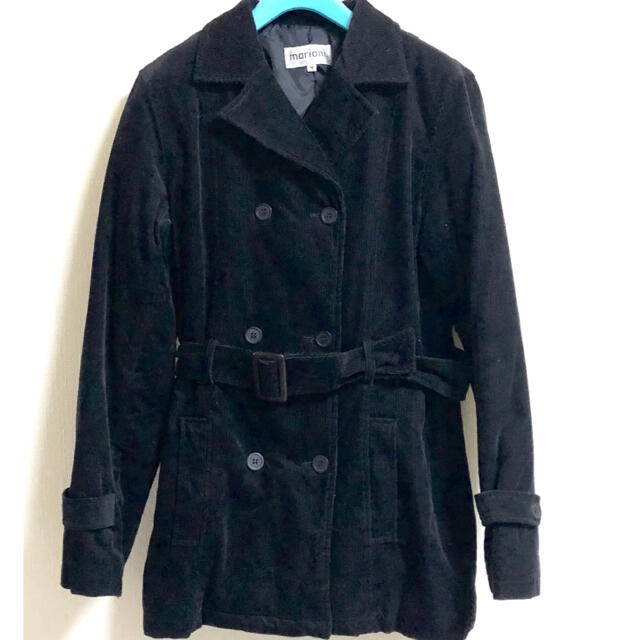 コーデュロイ トレンチコート 黒 ブラック レディースのジャケット/アウター(トレンチコート)の商品写真