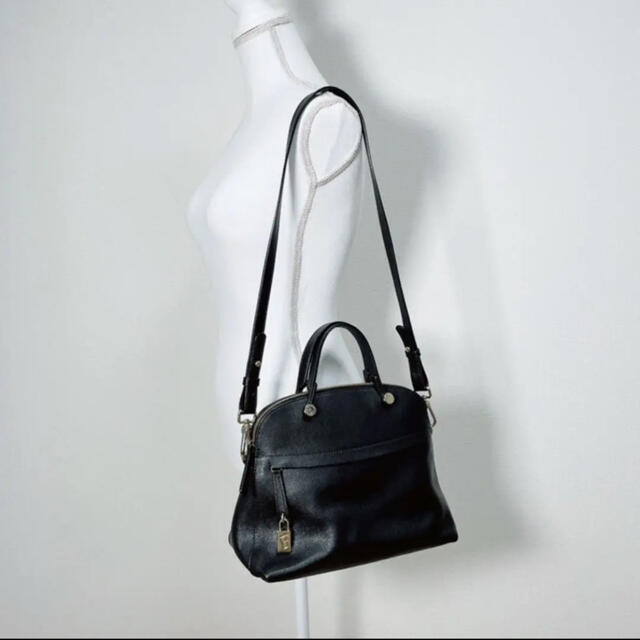 FURLA 】フルラ パイパー ショルダー ハンドバッグ ブラック 2way FURLA 】フルラ パイパー ショルダー ハンドバッグ ブラック 2way
