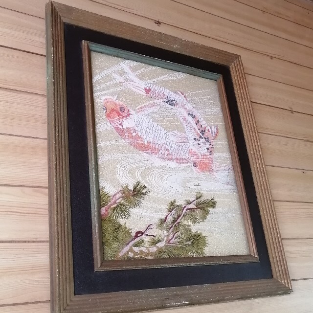 額入り　金魚　鯉　絵画　古美術　アンティーク　骨董品　縁起物　絵