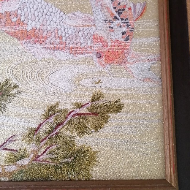 額入り　金魚　鯉　絵画　古美術　アンティーク　骨董品　縁起物　絵