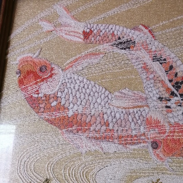 額入り　金魚　鯉　絵画　古美術　アンティーク　骨董品　縁起物　絵