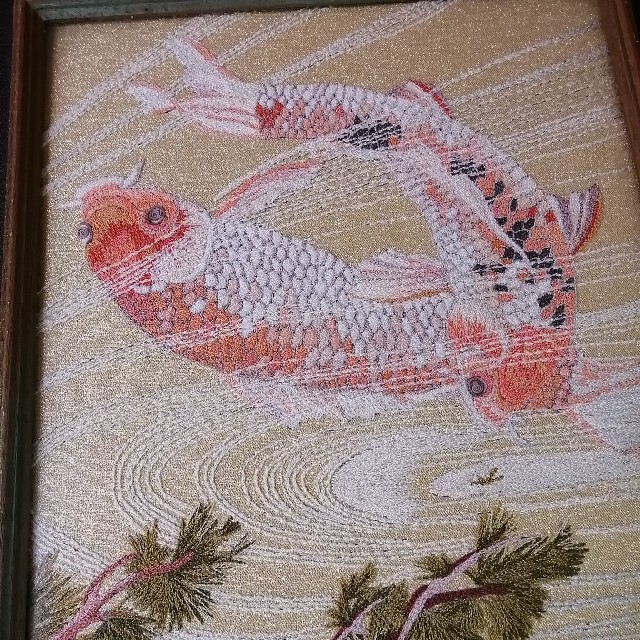 額入り　金魚　鯉　絵画　古美術　アンティーク　骨董品　縁起物　絵