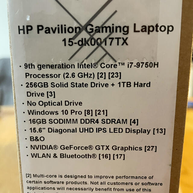 HP(ヒューレットパッカード)のhP Pavilion Gaming Laptop 15-dk0017TX スマホ/家電/カメラのPC/タブレット(ノートPC)の商品写真