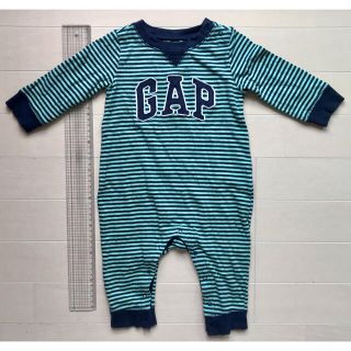 ベビーギャップ(babyGAP)のベビーギャップ GAP ボーダー カバーオール グリーン × ネイビー 70(カバーオール)