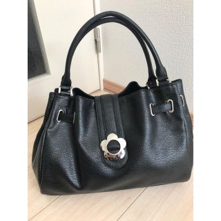 【美品】MARY QUANT LONDON シボ革 レザー トートバッグ