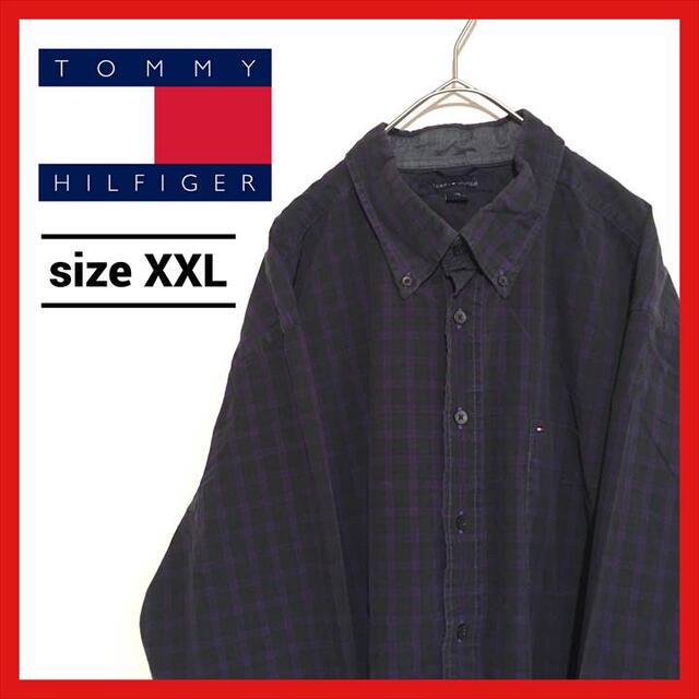 TOMMY HILFIGER(トミーヒルフィガー)の90s 古着 トミーヒルフィガー BDシャツ オーバーサイズ 刺繍ロゴ XXL メンズのトップス(シャツ)の商品写真