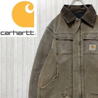 カーハート(carhartt)のカーハート　ダックジャケット　襟コーデュロイ　ダークブラウン　中綿　肉厚　M(ブルゾン)