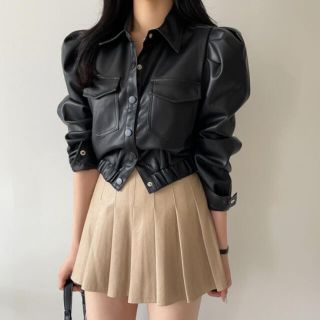 スタイルナンダ(STYLENANDA)の【予約商品】《2カラー》レザー　パフ　ジャケット　韓国ファッション　秋服(ノーカラージャケット)