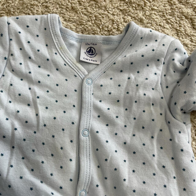 PETIT BATEAU(プチバトー)のプチバトー 74cm  12m ロンパース カバーオール 冬服 男の子ベビー キッズ/ベビー/マタニティのベビー服(~85cm)(ロンパース)の商品写真