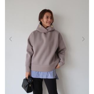 DAME FRANK Zip upボンディングフーディー グレージュ の通販