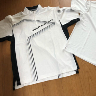 パラディーゾ(Paradiso)のパラディーゾ　メンズゴルフ　半袖ポロシャツ　Lサイズ　白(ウエア)
