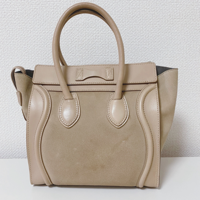 celine(セリーヌ)のセリーヌ　ラゲージ　マイクロ　ベージュ　スウェード　美品　レア　オールドセリーヌ レディースのバッグ(ハンドバッグ)の商品写真