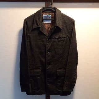 ニコルクラブフォーメン(NICOLE CLUB FOR MEN)のNICOLE CLUB FOR MENナイロン混ジャケ黒アラベスク織柄46美品(その他)