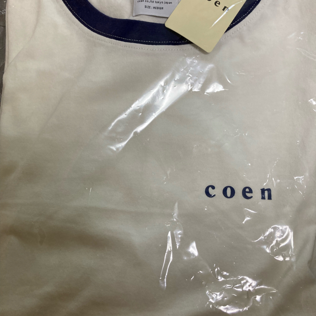 coen(コーエン)の新品　coen コーエン　ミニロゴ　リンガーTシャツ　M レディースのトップス(Tシャツ(長袖/七分))の商品写真